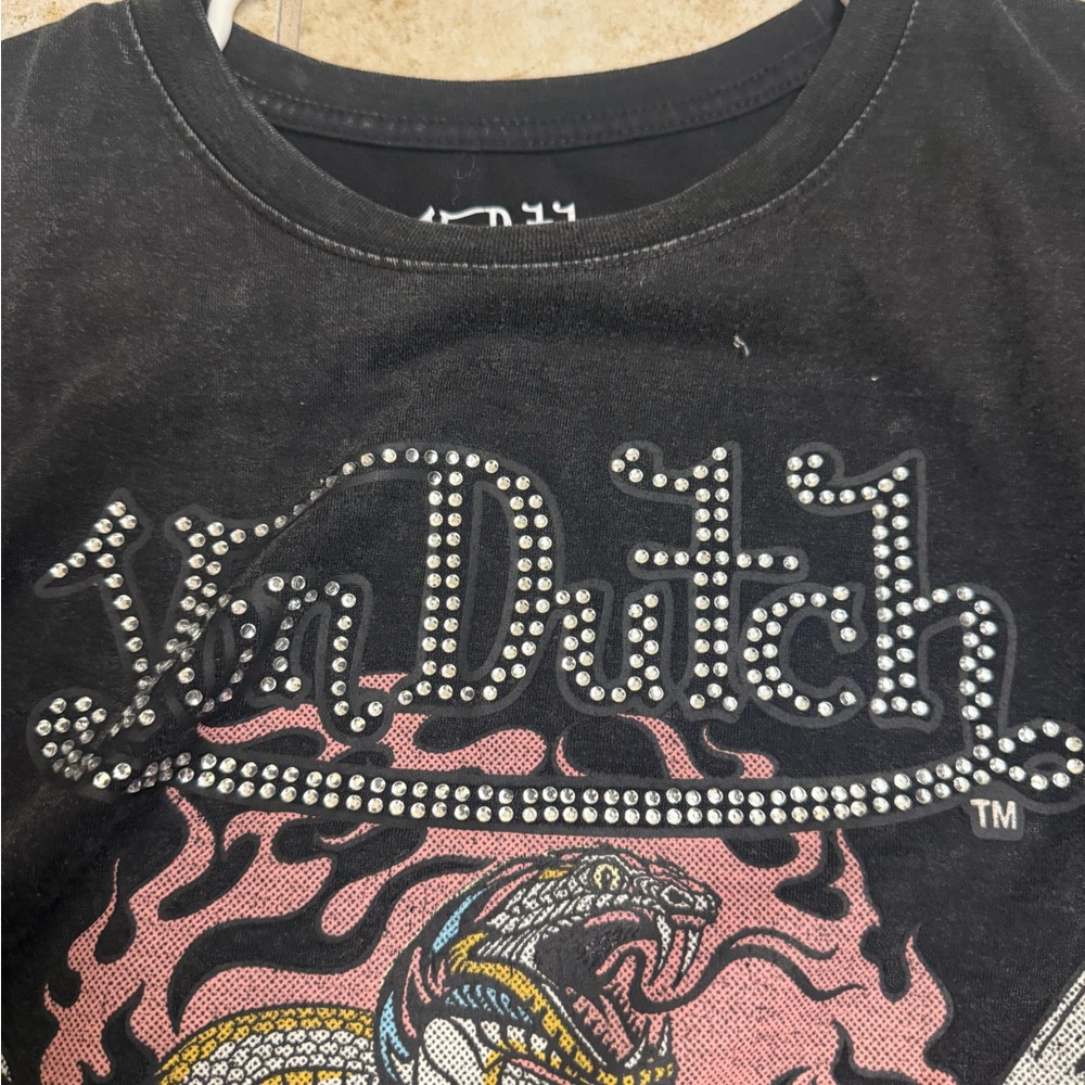 Von Dutch Black Tee with Tiger Graphic - Picture 3 of 5